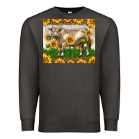 Smoke Western Charolais Bull With Sunflowers Premium Sweatshirt - LillyAllenDesigns
