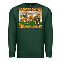 Sports Green Western Charolais Bull With Sunflowers Premium Sweatshirt - LillyAllenDesigns