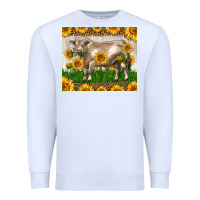 White Western Charolais Bull With Sunflowers Premium Sweatshirt - LillyAllenDesigns