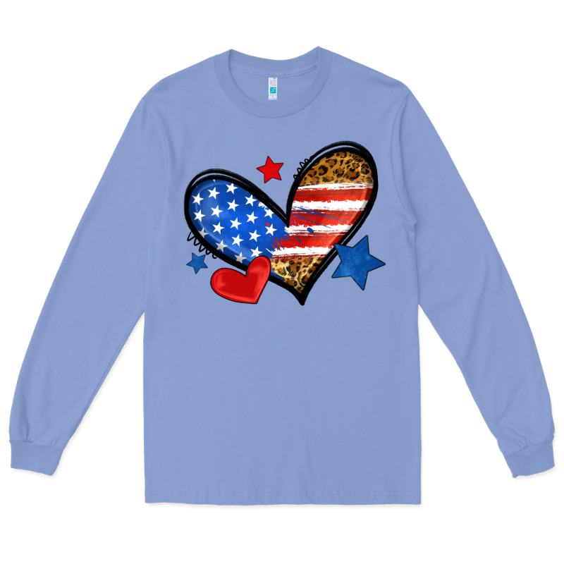 American Flag Heart Leopard Long Sleeve Tee by Neo Western | Teevron