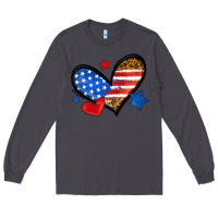 Smoke American flag heart leopard Long Sleeve Tee - Neo Western