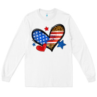 White American flag heart leopard Long Sleeve Tee - Neo Western