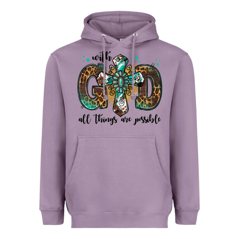 With God All Things Are Possible Gemstone Cross Heavyweight Hoodie by Jasminsmagicworld | Teevron