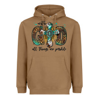 Toasted Coconut with god all things are possible gemstone cross Heavyweight Hoodie - Jasminsmagicworld
