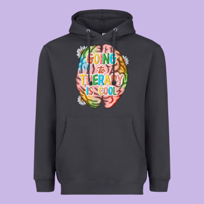 Going To Therapy Is Cool Heavyweight Hoodie Designed By Nancycooperartshop