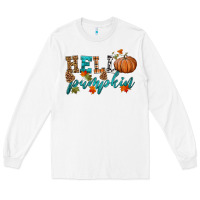 White hello pumpkin Long Sleeve Tee - HRA Design Shop