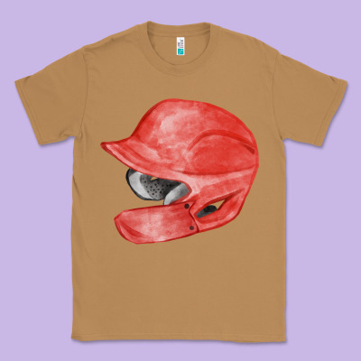 Red Baseball Batting Helmet Fa Element Classic Tee Designed By Fadigitalartstudio