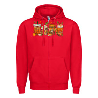 Red western thanksgiving coffee cups bbs Zipper Hoodie - BundleAndBundleShop
