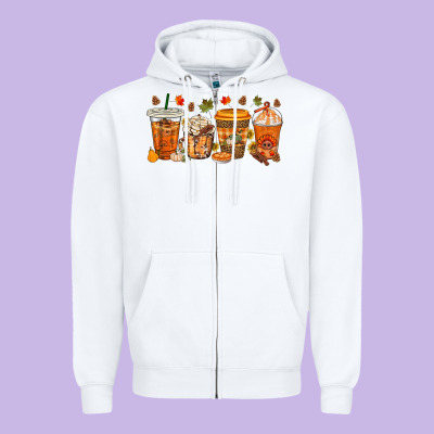 Western Thanksgiving Coffee Cups Bbs Zipper Hoodie Designed By Bundleandbundleshop