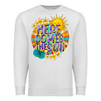Oatmeal Heather Here comes the sun Premium Sweatshirt - NancyCooperArtShop