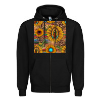 Black our lady of guadalupe sunflower  seamless pattern Zipper Hoodie - JahusDesignShop