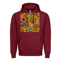 Burgundy our lady of guadalupe sunflower  seamless pattern Zipper Hoodie - JahusDesignShop