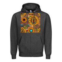 Charcoal Heather our lady of guadalupe sunflower  seamless pattern Zipper Hoodie - JahusDesignShop