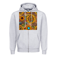Heather Grey our lady of guadalupe sunflower  seamless pattern Zipper Hoodie - JahusDesignShop