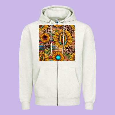 Our Lady Of Guadalupe Sunflower  Seamless Pattern Zipper Hoodie Designed By Jahusdesignshop