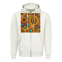 Oatmeal Heather our lady of guadalupe sunflower  seamless pattern Zipper Hoodie - JahusDesignShop