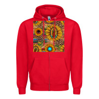 Red our lady of guadalupe sunflower  seamless pattern Zipper Hoodie - JahusDesignShop