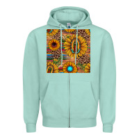 Seafoam our lady of guadalupe sunflower  seamless pattern Zipper Hoodie - JahusDesignShop
