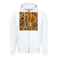 White our lady of guadalupe sunflower  seamless pattern Zipper Hoodie - JahusDesignShop