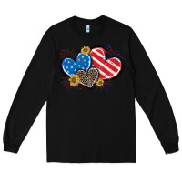 Black American Flag heart Long Sleeve Tee - CowGirlArtShop