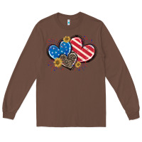 Chestnut American Flag heart Long Sleeve Tee - CowGirlArtShop