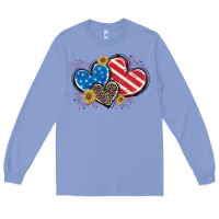Colony Blue American Flag heart Long Sleeve Tee - CowGirlArtShop