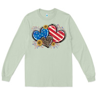 Matcha American Flag heart Long Sleeve Tee - CowGirlArtShop