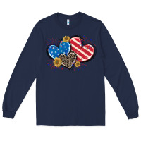 Navy American Flag heart Long Sleeve Tee - CowGirlArtShop