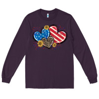 Plum American Flag heart Long Sleeve Tee - CowGirlArtShop