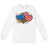White American Flag heart Long Sleeve Tee - CowGirlArtShop