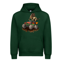 Forest Green monster truck and t rex dinosaur Urban Hoodie - LillyAllenDesigns