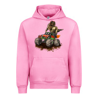 Fuchsia Pink monster truck and t rex dinosaur Urban Hoodie - LillyAllenDesigns