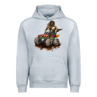 Heather Grey monster truck and t rex dinosaur Urban Hoodie - LillyAllenDesigns