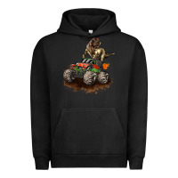Pigment Black monster truck and t rex dinosaur Urban Hoodie - LillyAllenDesigns