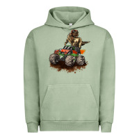 Pigment Oil Green monster truck and t rex dinosaur Urban Hoodie - LillyAllenDesigns