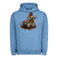 Pigment Pebble Blue monster truck and t rex dinosaur Urban Hoodie - LillyAllenDesigns
