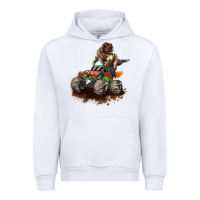 White monster truck and t rex dinosaur Urban Hoodie - LillyAllenDesigns