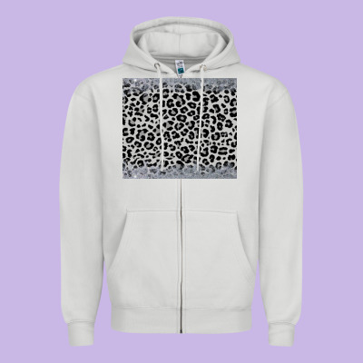 Grey Leopard Zipper Hoodie Designed By Jahusdesignshop