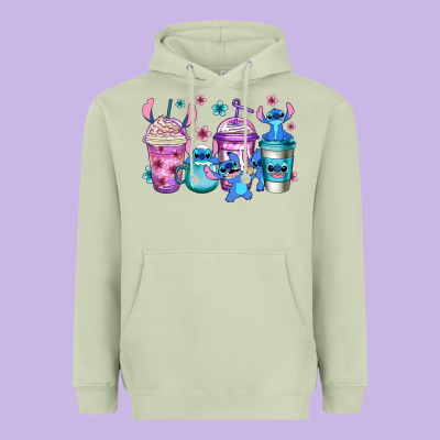 Stitch Coffee Heavyweight Hoodie Designed By Jasminsmagicworld