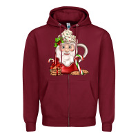 Burgundy santa coffee Zipper Hoodie - JahusDesignShop