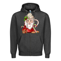 Charcoal Heather santa coffee Zipper Hoodie - JahusDesignShop