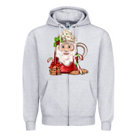 Heather Grey santa coffee Zipper Hoodie - JahusDesignShop
