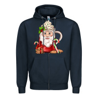 Navy santa coffee Zipper Hoodie - JahusDesignShop