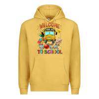Antique Gold welcome back to school with school bus Premium Hoodie - NancyCooperArtShop