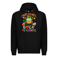 Black welcome back to school with school bus Premium Hoodie - NancyCooperArtShop