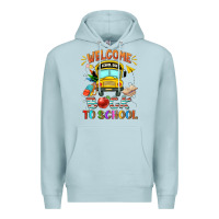 Blue Mist welcome back to school with school bus Premium Hoodie - NancyCooperArtShop