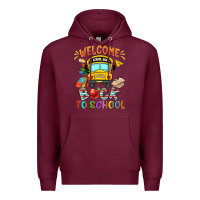 Burgundy welcome back to school with school bus Premium Hoodie - NancyCooperArtShop