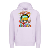 Lilac welcome back to school with school bus Premium Hoodie - NancyCooperArtShop