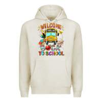 Oatmeal Heather welcome back to school with school bus Premium Hoodie - NancyCooperArtShop
