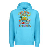 Ocean Blue welcome back to school with school bus Premium Hoodie - NancyCooperArtShop